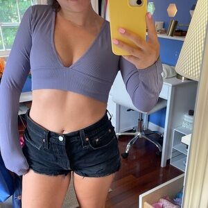 Purple long sleeve going out top.